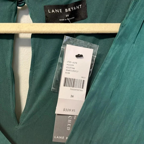 NWT Lane Bryant  emerald green pleated dress - Picture 3 of 7